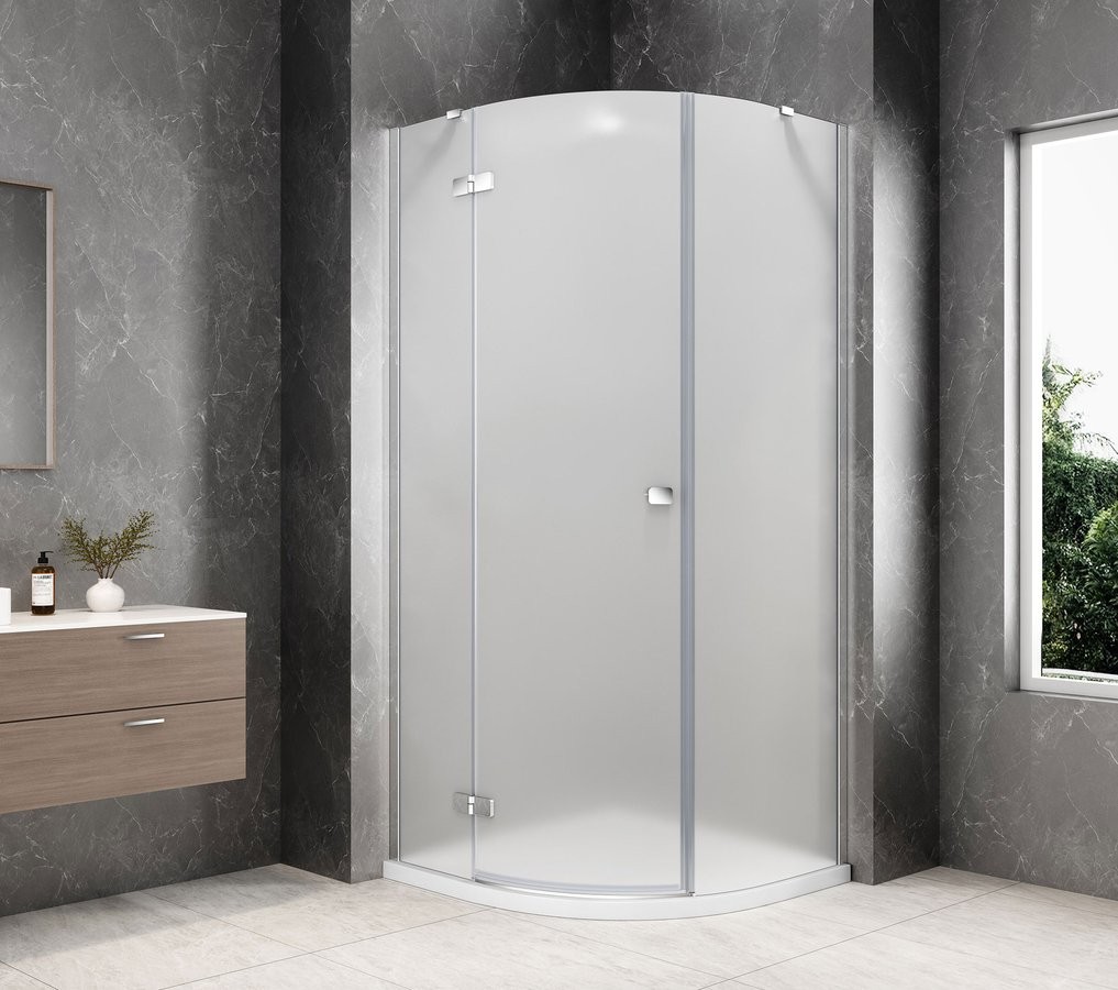POLYSAN GLOBE CHROME čtvrtkruhový sprchový kout 800x800, matné sklo, levé GB2680MLC