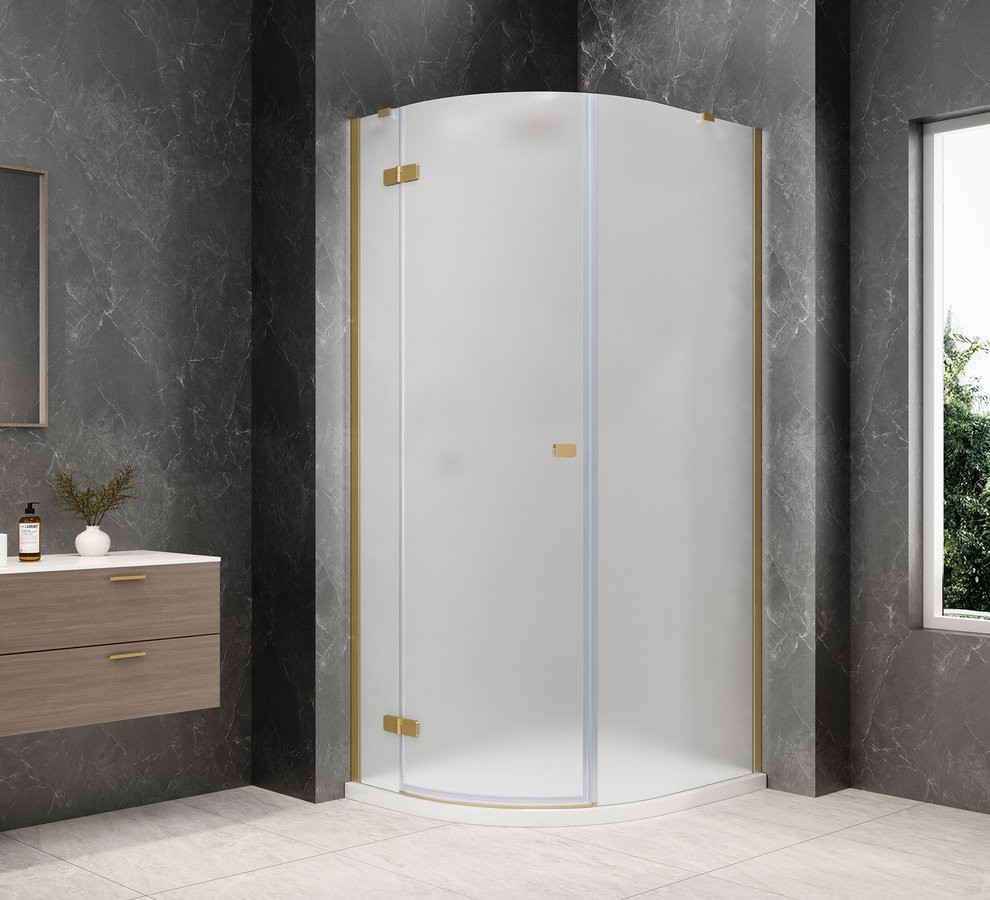 POLYSAN GLOBE GOLD MATT čtvrtkruhový sprchový kout 800x900, matné sklo, levé GB2890MLG