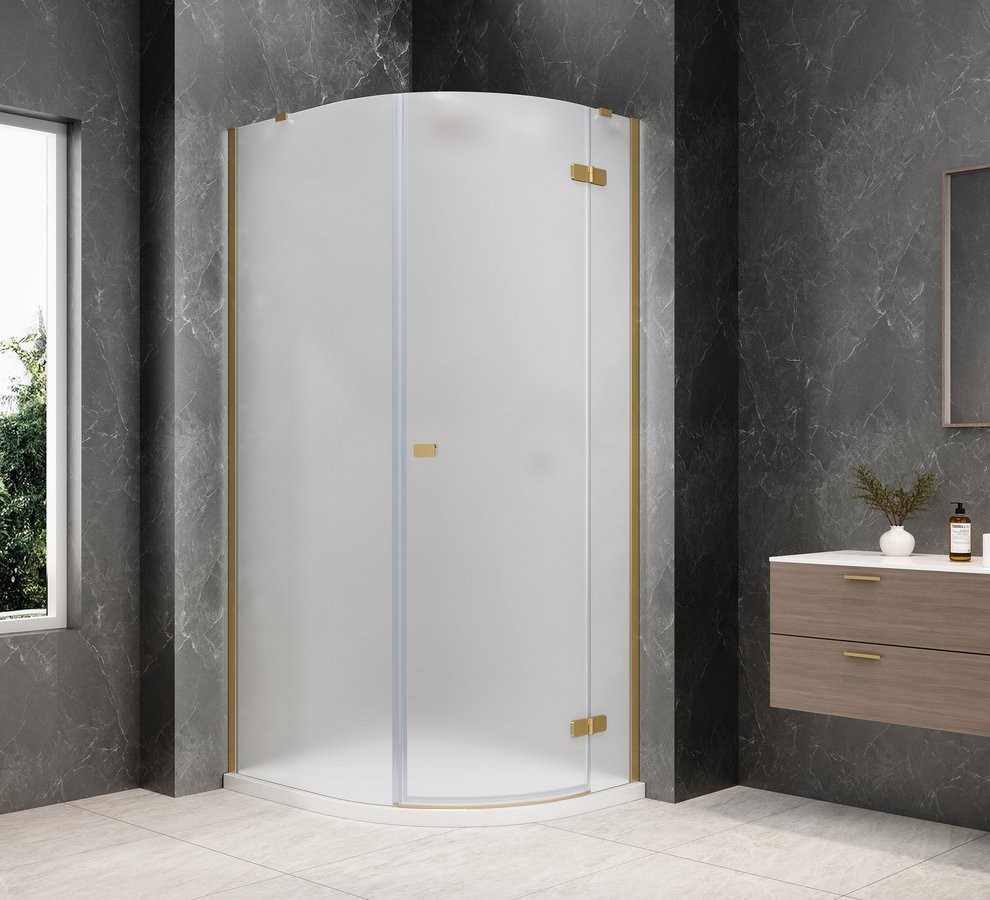 POLYSAN GLOBE GOLD MATT čtvrtkruhový sprchový kout 800x900, matné sklo, pravé GB2890MRG
