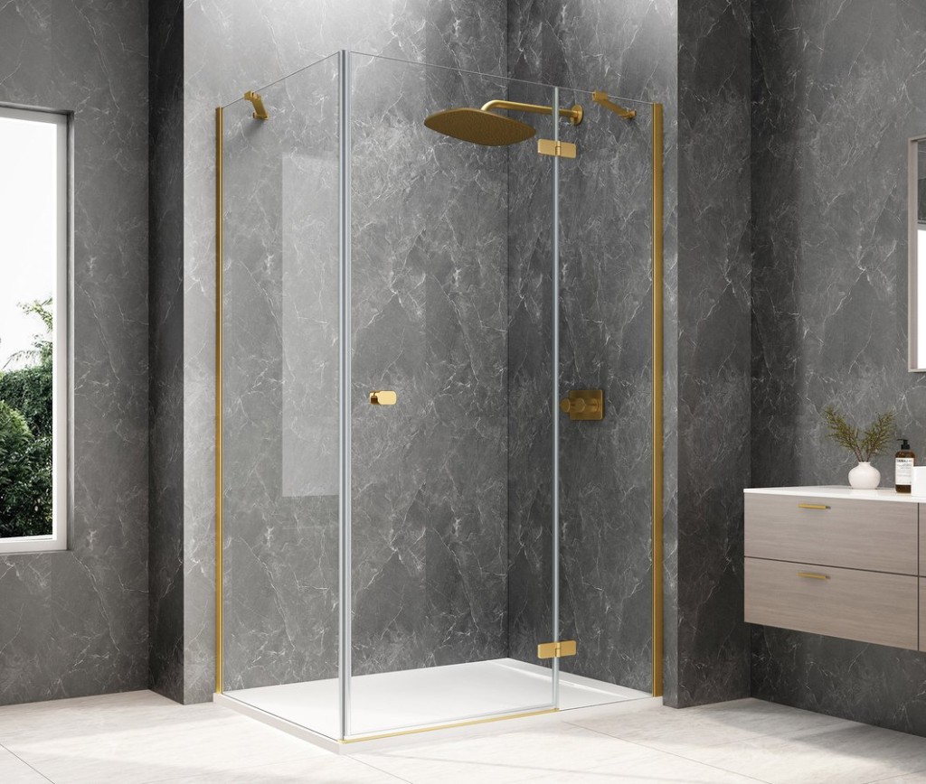 POLYSAN GLOBE GOLD MATT obdélníkový sprchový kout 1200x800, čiré sklo, pravé GB1012-3215RG