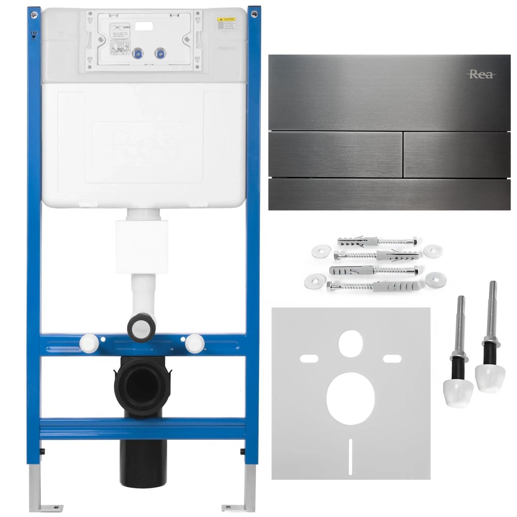 REA Podomítkový WC systém K011A-Q + tlačítka T Titan KPL-E0632