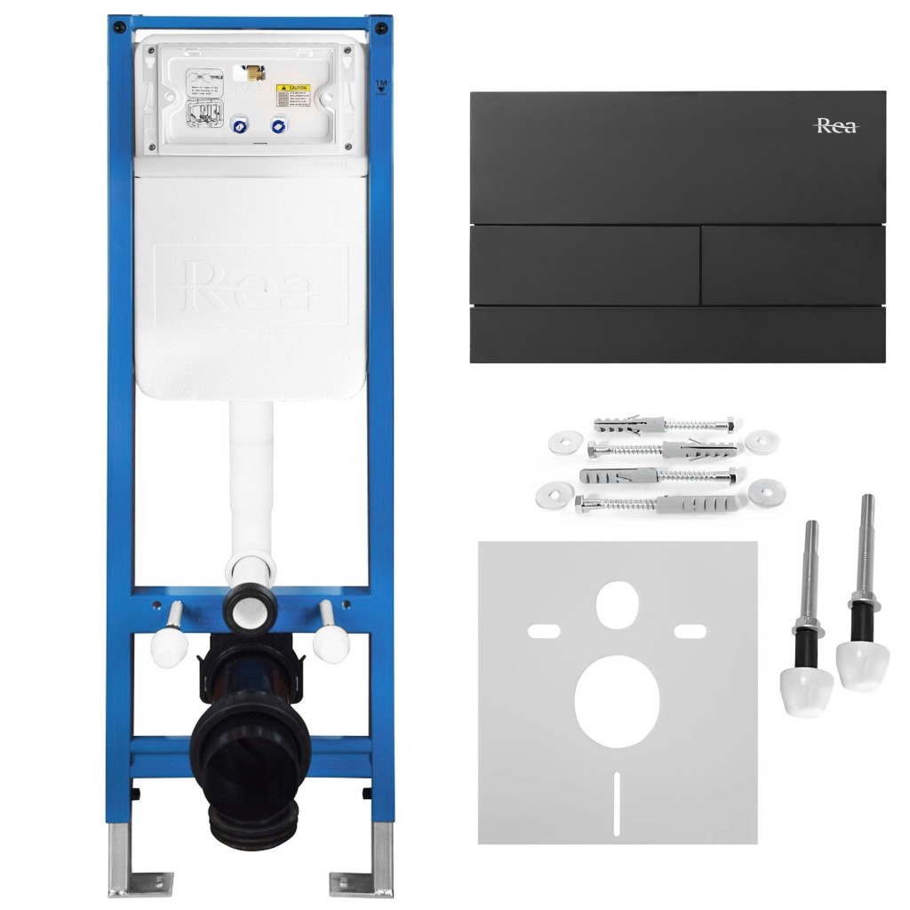 REA Podomítkový Instalační Set Slim 024N pro WC s Tlačítkem T Black Matt KPL-E1056