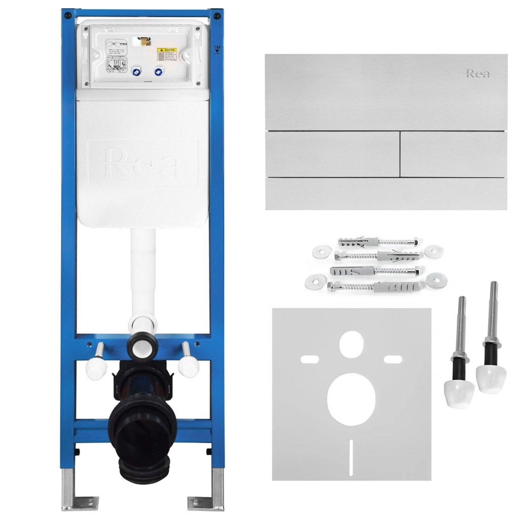 REA Podomítkový Instalační Set Slim 024N pro WC s Tlačítkem T Brush Steel KPL-E1057