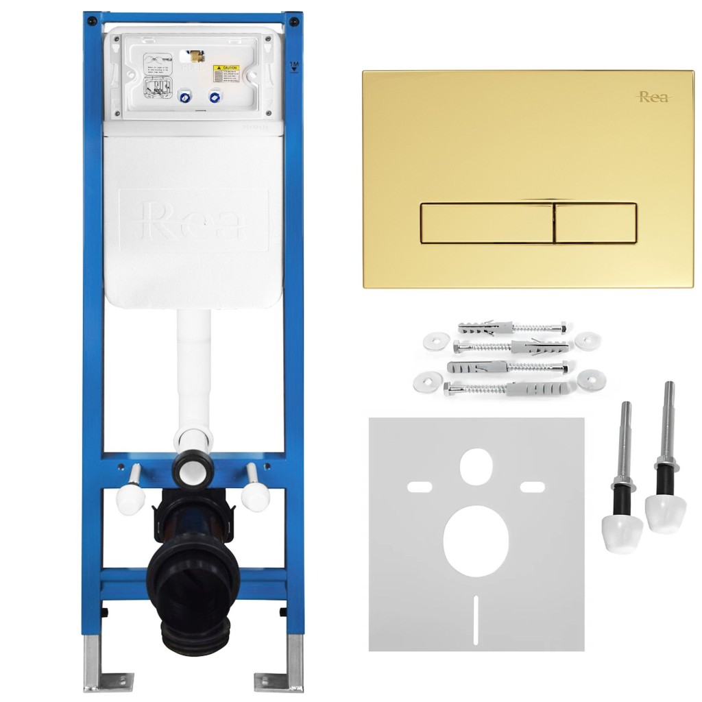 REA Podomítkový Instalační Set Slim 024N pro WC s Tlačítkem HD Gold KPL-E1560