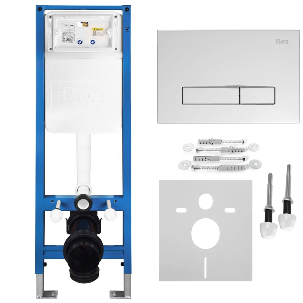 REA Podomítkový Instalační Set Slim 024N pro WC s Tlačítkem HD Chrome KPL-E1561