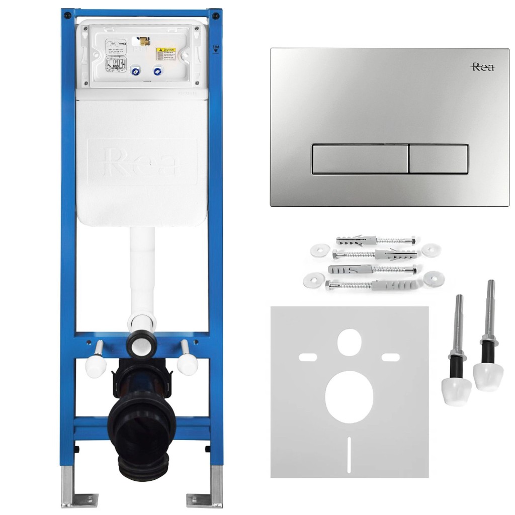 REA Podomítkový Instalační Set Slim 024N pro WC s Tlačítkem HD Satin KPL-E1635