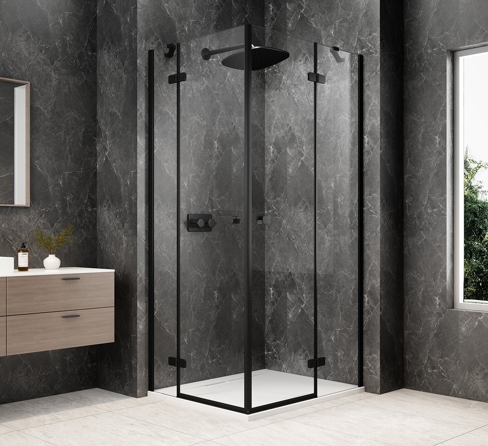 POLYSAN GLOBE BLACK obdélníkový sprchový kout 1200x900, rohový vstup, čiré sklo GB5290B
