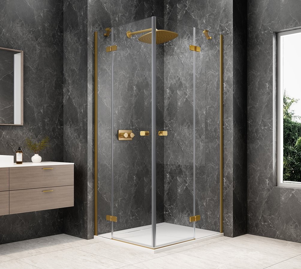 POLYSAN GLOBE GOLD MATT obdélníkový sprchový kout 1200x1100, rohový vstup, čiré sklo GB5210G