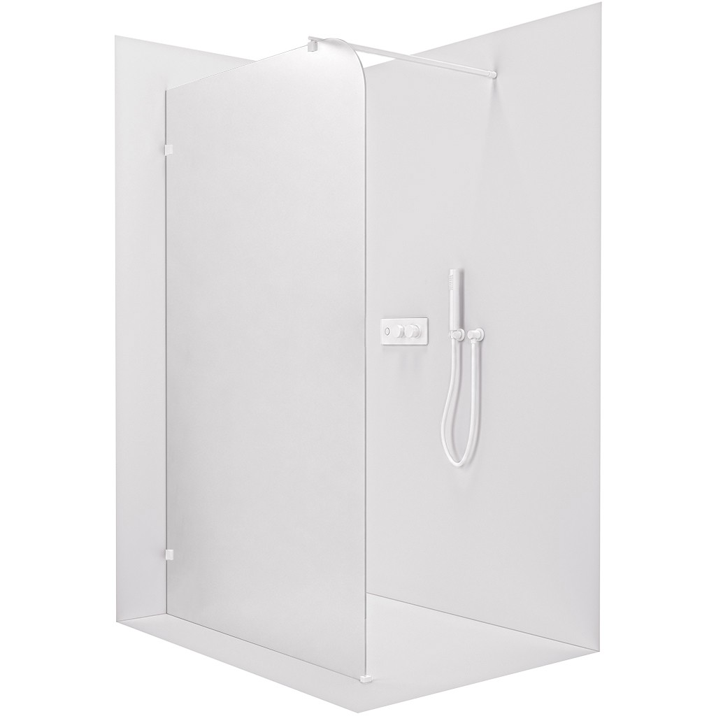 CERANO Sprchová zástěna Walk-in Orbis Round Levá 8 mm kulatá vzpěra bílá matná, mléčné sklo 120x200  CER-682444