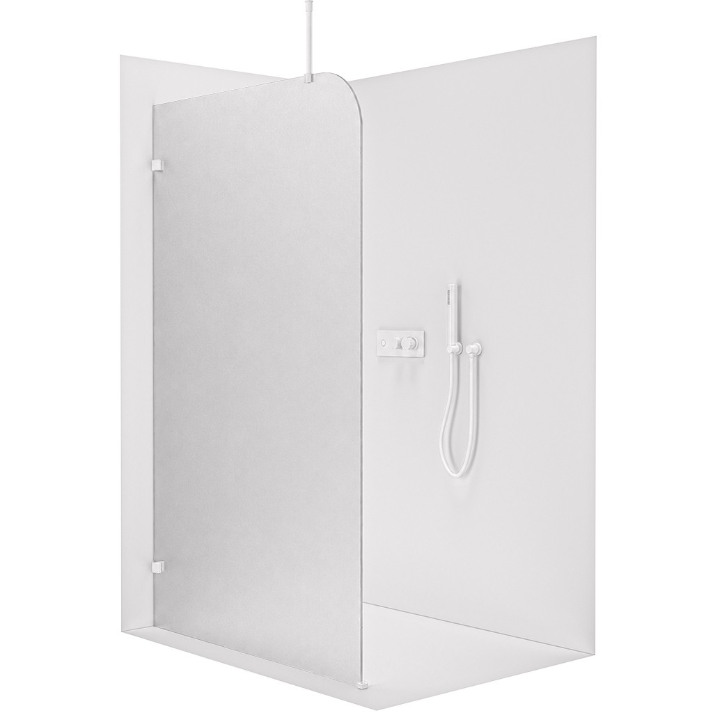 CERANO Sprchová zástěna Walk-in Orbis Top Round Levá 8 mm kulatá vzpěra bílá matná, mléčné sklo 130x200  CER-682555