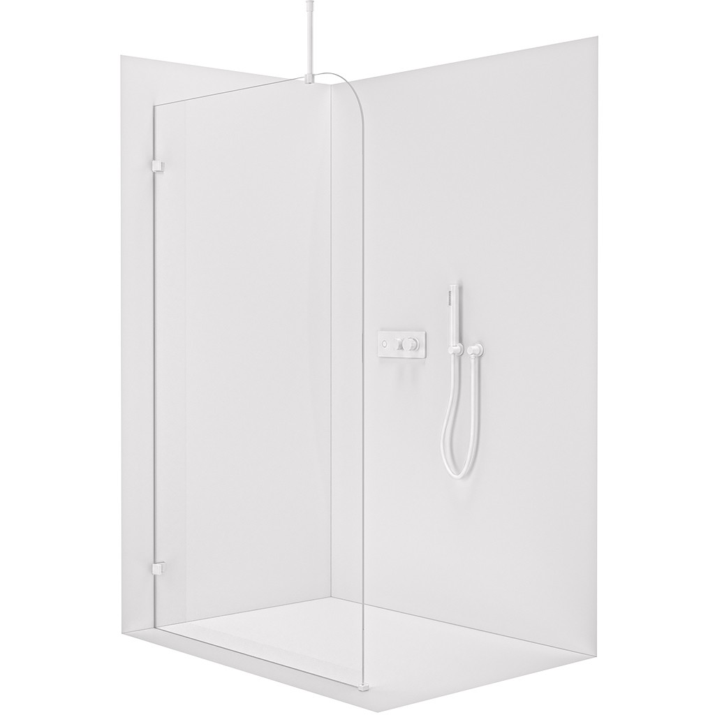 CERANO Sprchová zástěna Walk-in Orbis Top Round L/P 8 mm kulatá vzpěra bílá matná, transparentní sklo 140x200  CER-682576