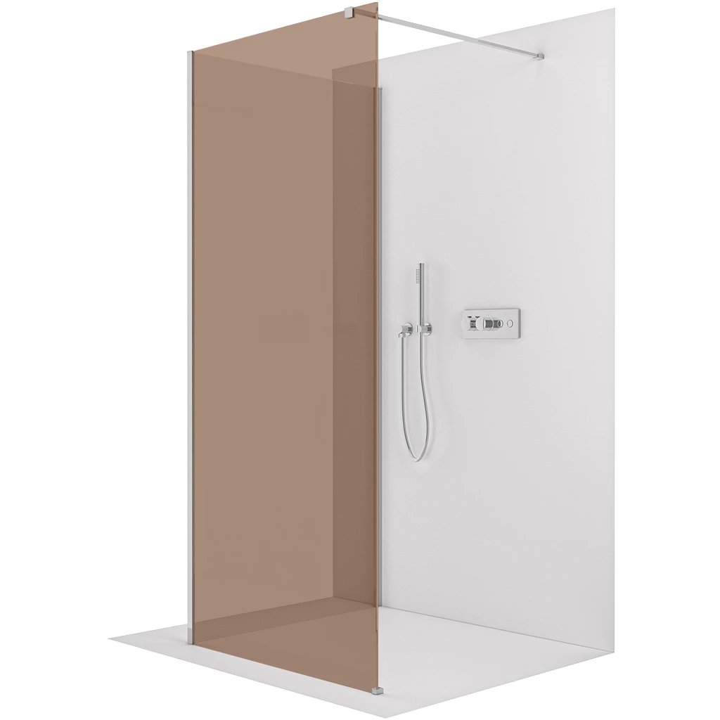 CERANO Sprchová zástěna Walk-in Onyx Corner Cube L/P 8 mm hranatá vzpěra chrom, bronzové sklo 80x50x200  CER-688483