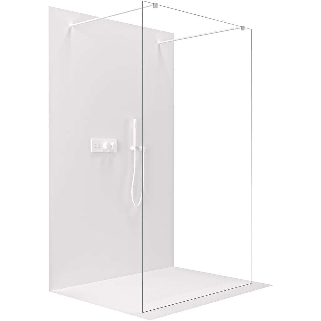 CERANO Sprchová zástěna Walk-in Onyx Duo L/P 8 mm hranatá vzpěra bílá matná, transparentní sklo 140x200  CER-8050BD1802