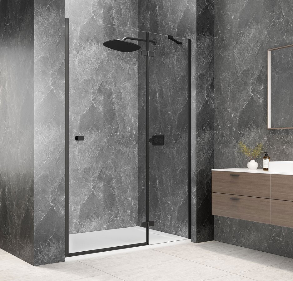 POLYSAN GLOBE BLACK sprchové dveře do niky 900, čiré sklo, pravé GB1090RB