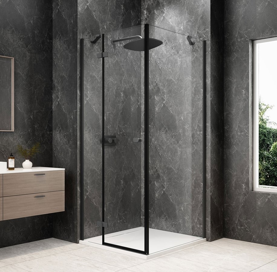 POLYSAN GLOBE GUN METAL čtvercový sprchový kout 1000x1000, čiré sklo, levé GB1010-3415LGM