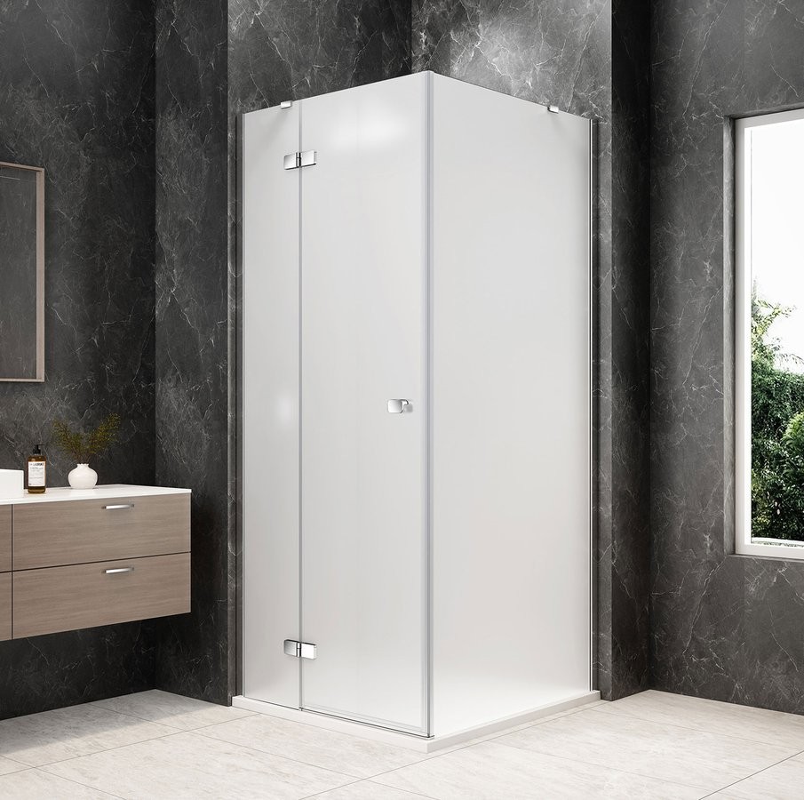POLYSAN GLOBE CHROME čtvercový sprchový kout 800x800, matné sklo, levé GB1080-3215MLC