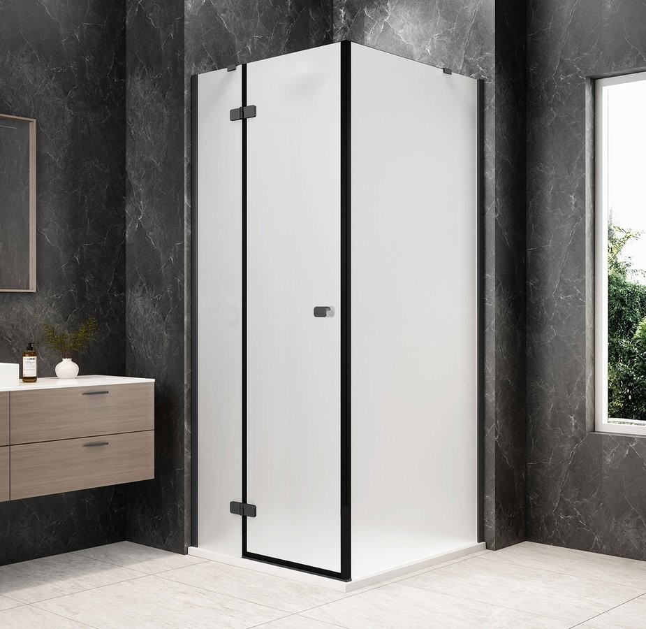 POLYSAN GLOBE GUN METAL čtvercový sprchový kout 900x900, matné sklo, levé GB1090-3315MLGM