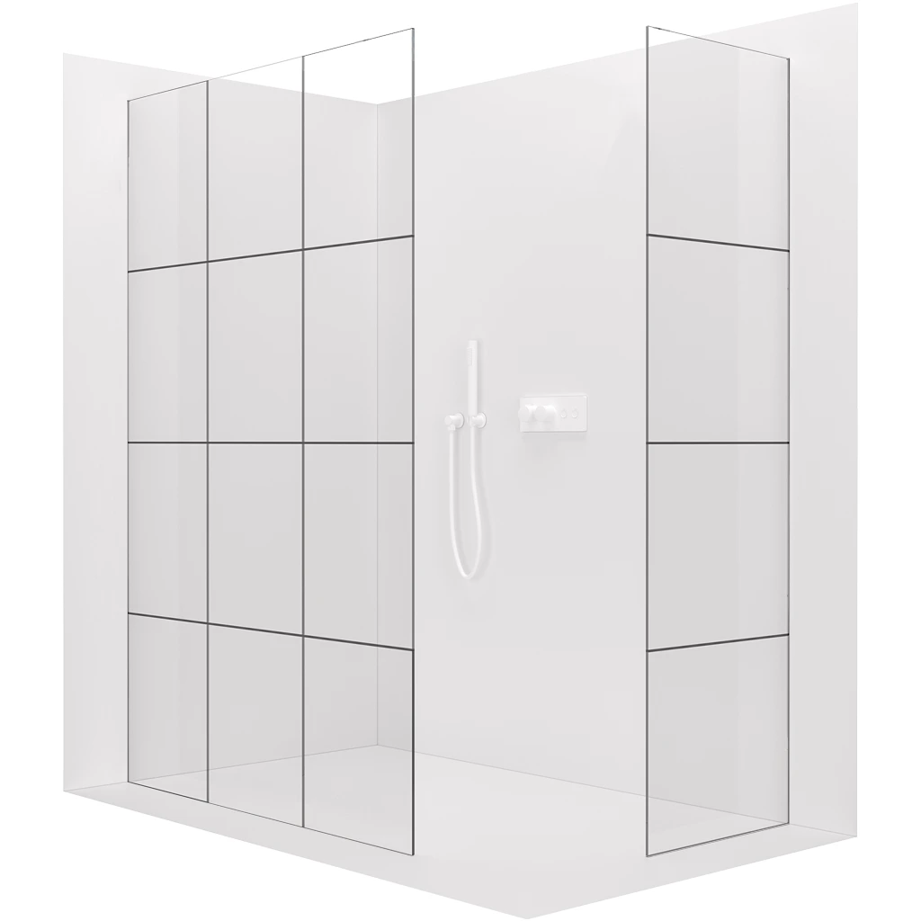 CERANO Sprchová zástěna Walk-in Crystal T L/P 8 mm bezvzpěrový systém bílá matná, industriální sklo 150x110x200  CER-8050BD5532