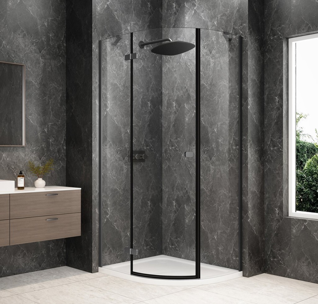 POLYSAN GLOBE GUN METAL čtvrtkruhový sprchový kout 1000x800, čiré sklo, levé GB2180LGM