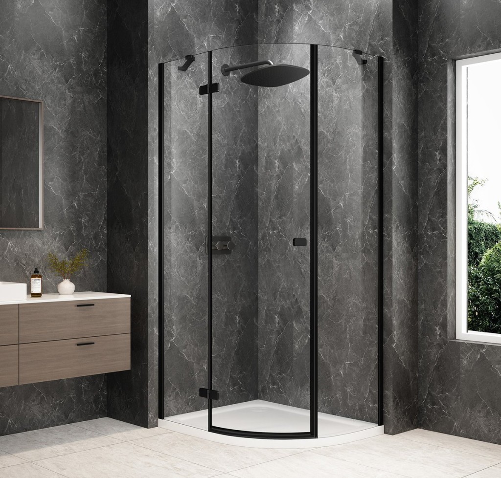 POLYSAN GLOBE BLACK čtvrtkruhový sprchový kout 1000x900, čiré sklo, levé GB2190LB