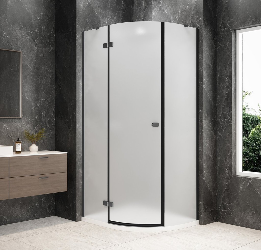 POLYSAN GLOBE GUN METAL čtvrtkruhový sprchový kout 1000x900, matné sklo, levé GB2190MLGM