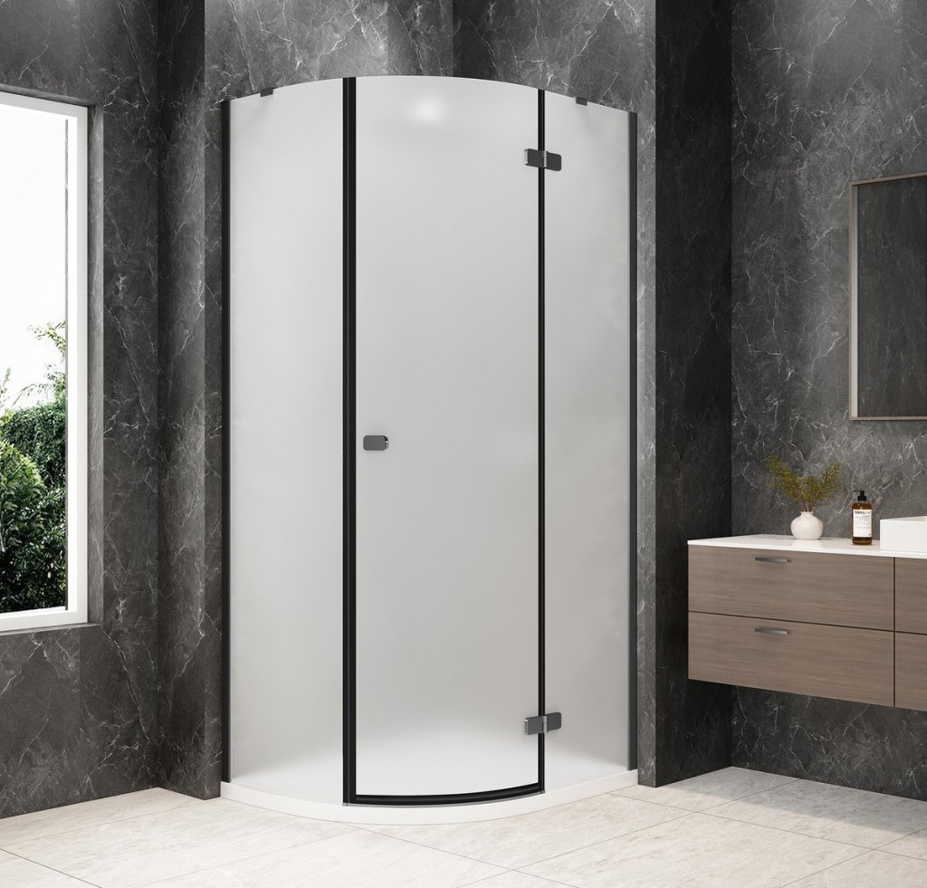 POLYSAN GLOBE GUN METAL čtvrtkruhový sprchový kout 1000x900, matné sklo, pravé GB2190MRGM