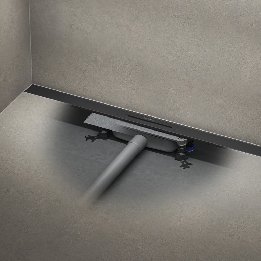 SET Sprchový žlab Kaldewei Flowline Zero 90 cm nerez černá mat a odtoková souprava FlowDrain Regular 940000010676+687744800000 KALDEWEISET10