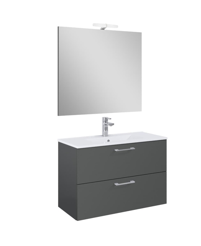 Koupelnová sestava s umyvadlem Ceramia Lea 81,4x55x41,7 cm antracit LEASET80A LEASET80A