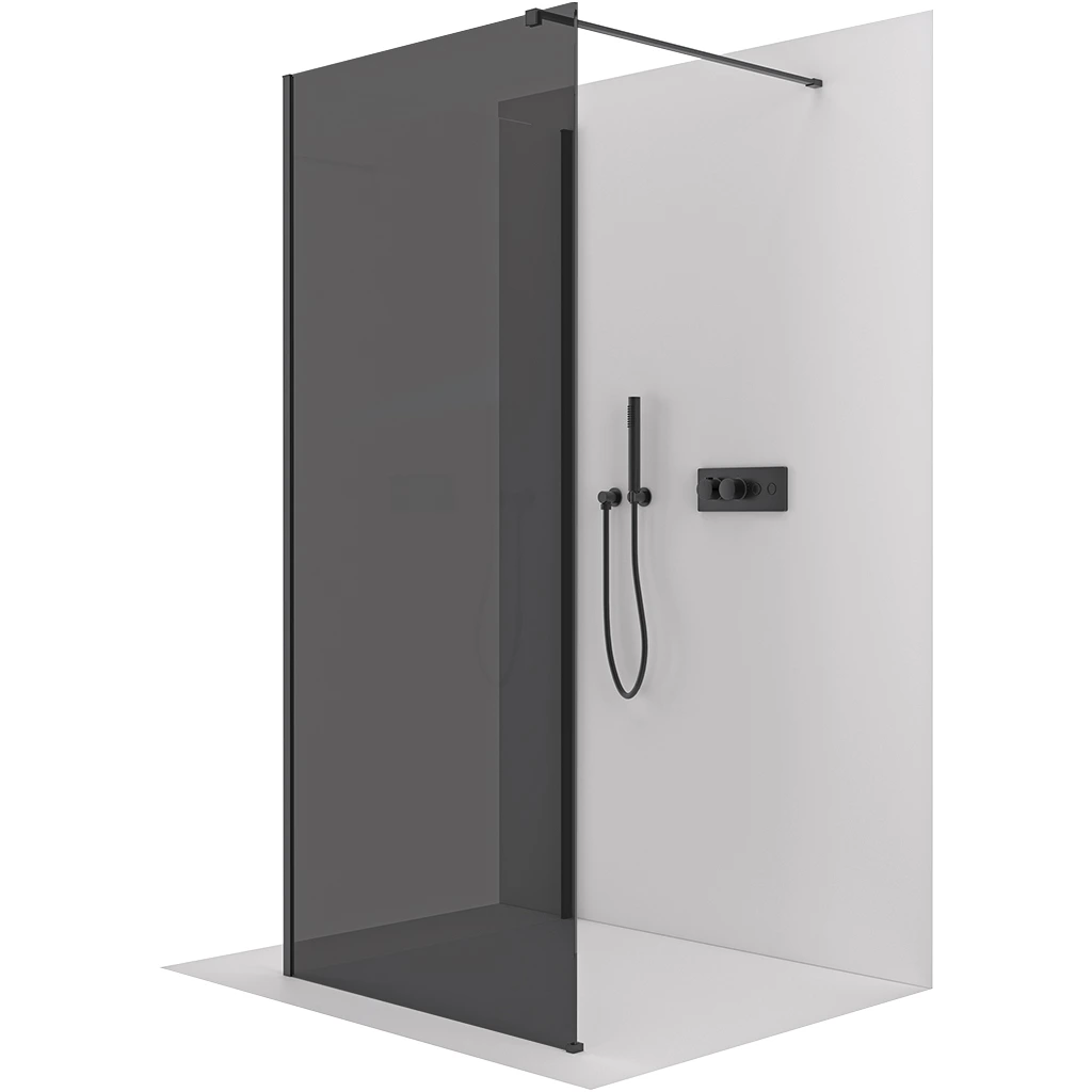 CERANO Sprchová zástěna Walk-in Onyx Corner Cube L/P 8 mm hranatá vzpěra černá matná, grafitové sklo 150x30x200  CER-8050BD72270