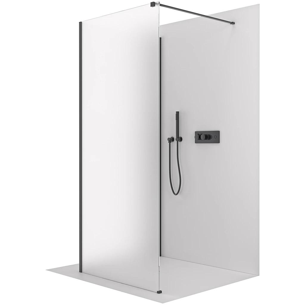 CERANO Sprchová zástěna Walk-in Onyx Corner Cube L/P 8 mm hranatá vzpěra černá matná, mléčné sklo 70x30x200  CER-8050BD72304