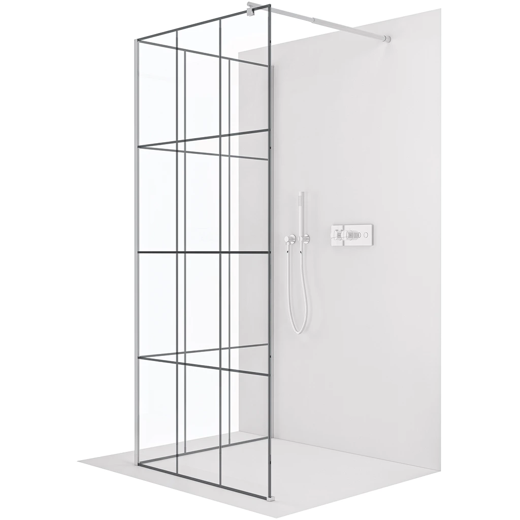 CERANO Sprchová zástěna Walk-in Onyx Corner Round L/P 8 mm kulatá vzpěra chrom, industriální sklo 140x140x200  CER-8050BD7746