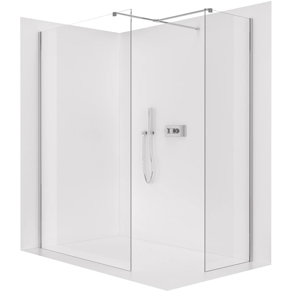 CERANO Sprchová zástěna Walk-in Onyx T L/P 10 mm hranatá vzpěra chrom, transparentní sklo 160x100x200  CER-8050BD9156