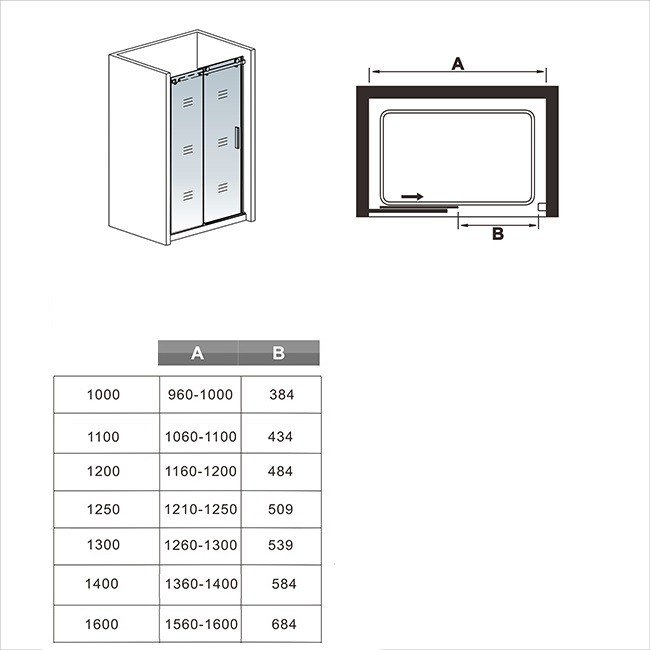 H K - Posuvné sprchové dveře DIAMOND 96-100x195 cm L/P varianta (SE- DIAMOND 100 SET)