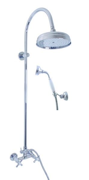 Levně SLEZAK-RAV Vodovodní baterie sprchová MORAVA RETRO s hlavovou a ruční sprchou, Barva: chrom, Rozměr: 100 mm MK181.0/3