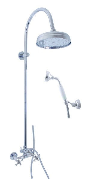 Levně SLEZAK-RAV Vodovodní baterie sprchová MORAVA RETRO s hlavovou a ruční sprchou, Barva: chrom, Rozměr: 100 mm MK381.0/3