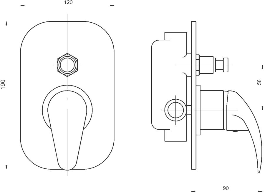 NOVASERVIS - Vanová sprchová baterie s přepínačem Titania Lux chrom (91050R,0)