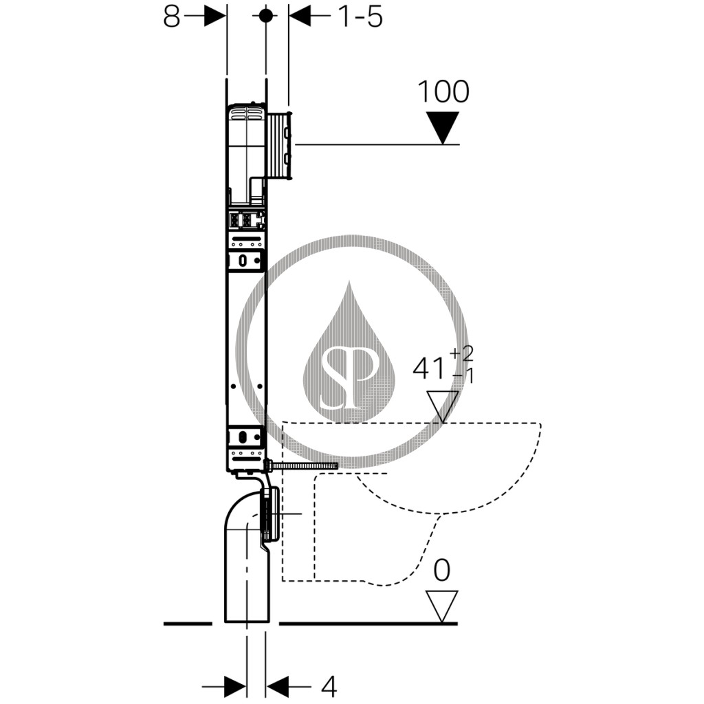 GEBERIT - Kombifix Předstěnová instalace pro závěsné WC, pro odsávání zápachu, výška 1,09 m (110.791.00.1)
