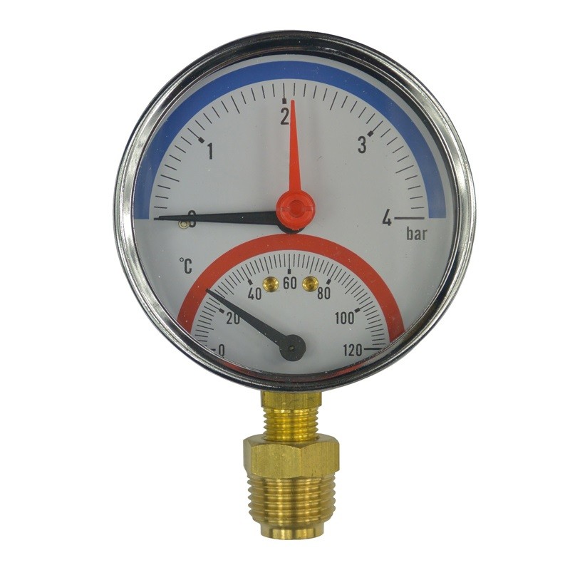 Levně Klum termomanometr 0-4bar, 0-120 °C zadní vývod 1/2'' PR3080