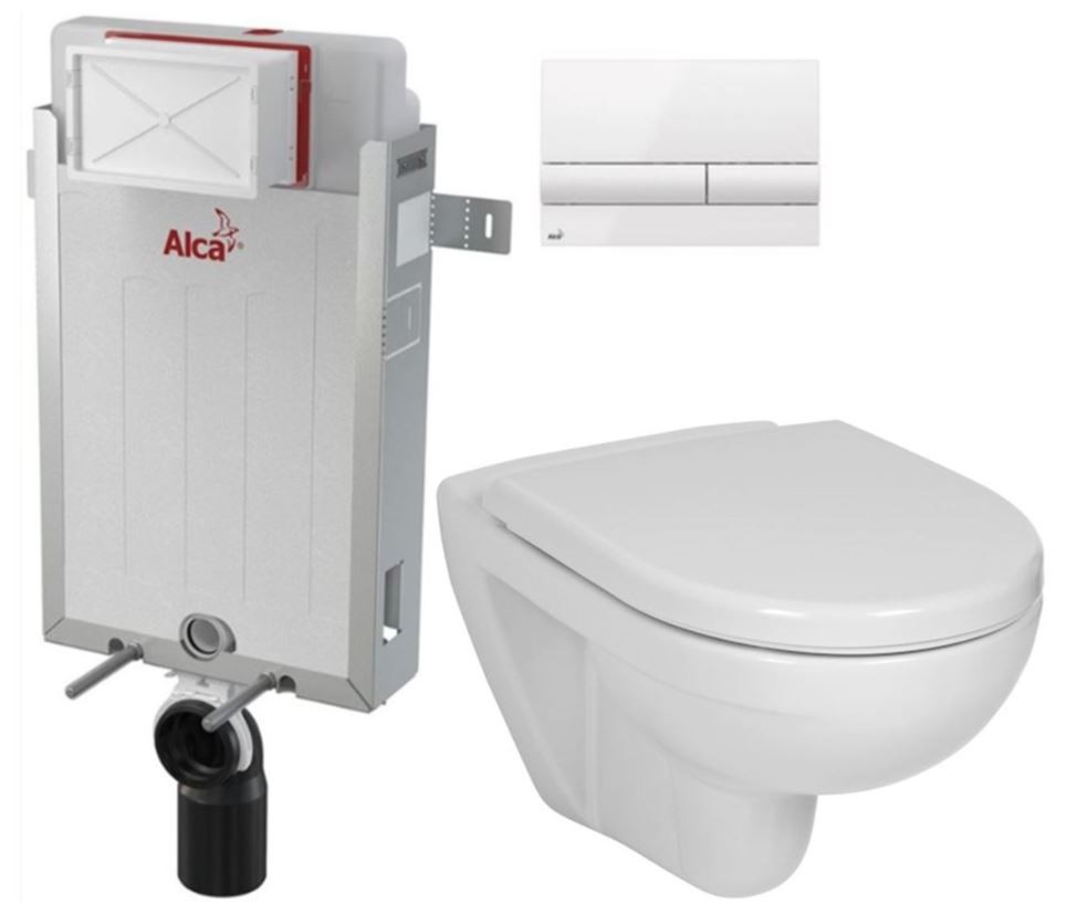 ALCADRAIN Renovmodul předstěnový instalační systém s bílým tlačítkem M1710 + WC JIKA LYRA PLUS + SEDÁTKO DURAPLAST AM115/1000 M1710 LY6