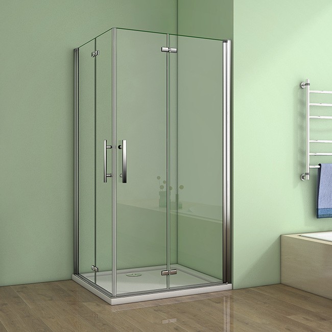 H K Obdélníkový sprchový kout MELODY R109, 100x90 cm se zalamovacími dveřmi včetně sprchové vaničky z litého mramoru