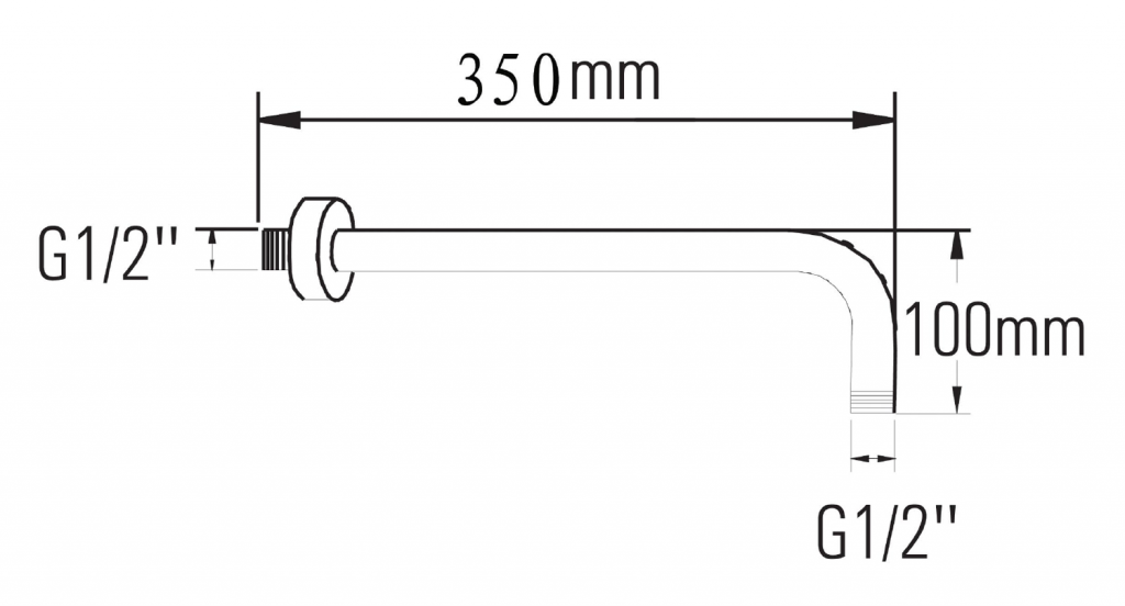 SAPHO - Sprchové ramínko 350 mm, chrom, tvar L (BR351)