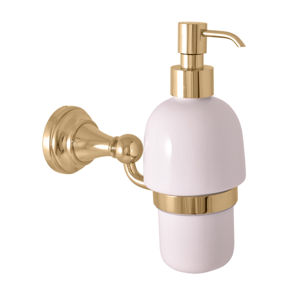 SLEZAK-RAV Dávkovač tekutého mýdla keramika, zlato Koupelnový doplněk MORAVA RETRO, Barva: zlatá MKA303Z