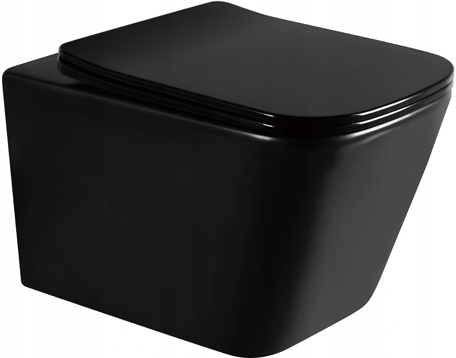 MEXEN/S Teo Závěsná WC mísa černá mat včetně sedátka soft-close duroplastu, černá lesk 30850685