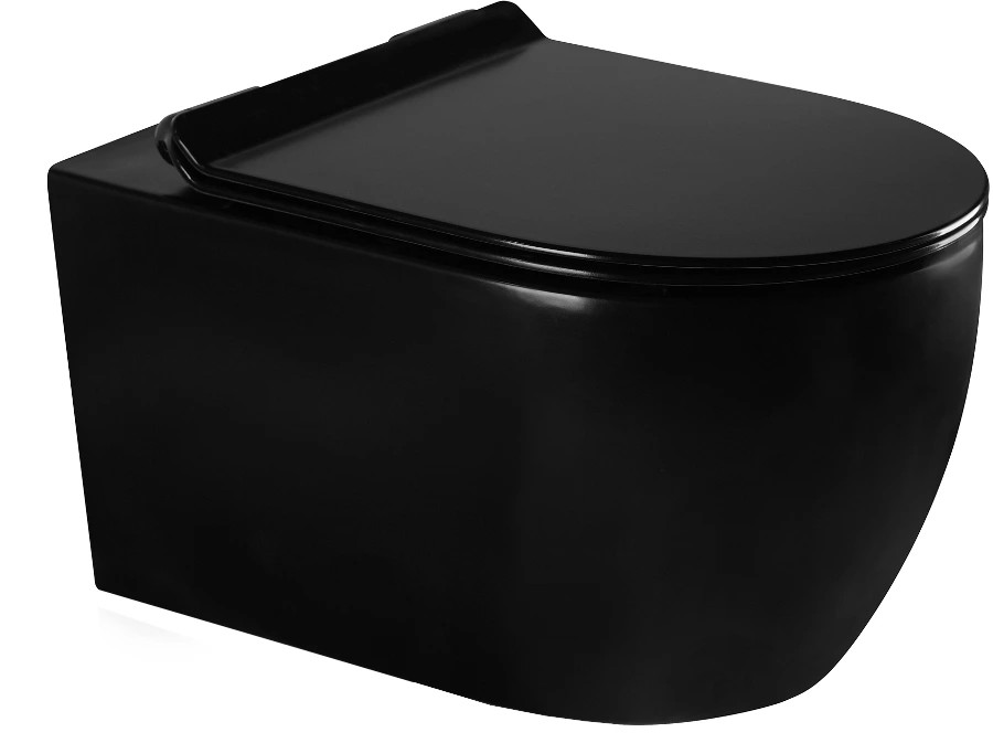 Levně MEXEN/S Carmen Závěsná WC mísa včetně sedátka s slow-slim, z duroplastu, černá matná 30880185