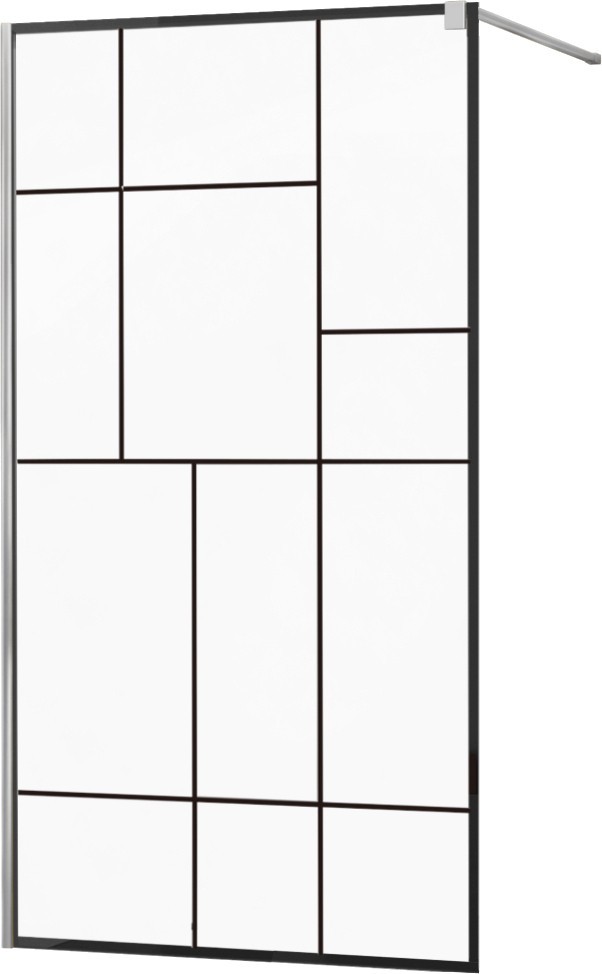MEXEN/S KIOTO Sprchová zástěna WALK-IN 110x200 cm 8 mm, chrom, černý vzor 2 800-110-101-01-78
