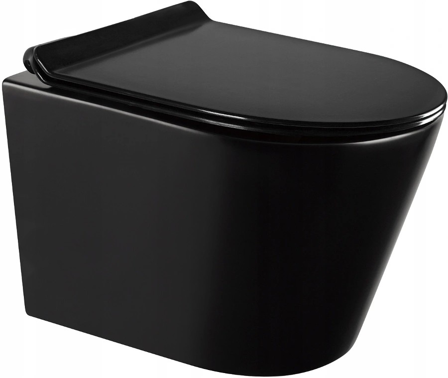 MEXEN/S Rico Závěsná WC mísa Rimless včetně sedátka s slow-slim, Duroplast, černá mat 30720185