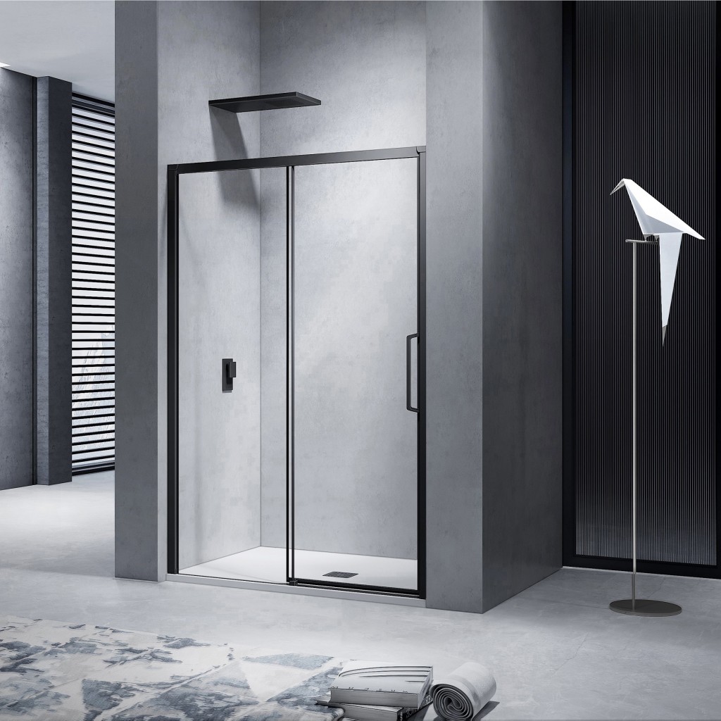 H K Posuvné sprchové dveře NERO, 130 x 195 cm