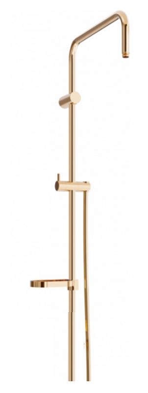 MEXEN Sprchová souprava X, hladká hadice 150cm, mýdlenka, růžové zlato 79391-60