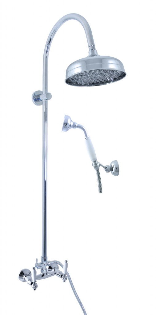 SLEZAK-RAV Vodovodní baterie sprchová MORAVA RETRO s hlavovou a ruční sprchou, Barva: chrom, Rozměr: 150 mm MK581.5/3