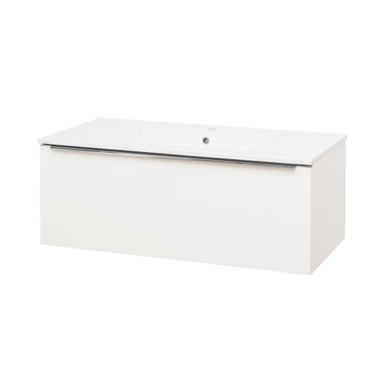 Levně MEREO Mailo, koupelnová skříňka s keramickým umyvadlem 101 cm, bílá, chrom madlo CN517